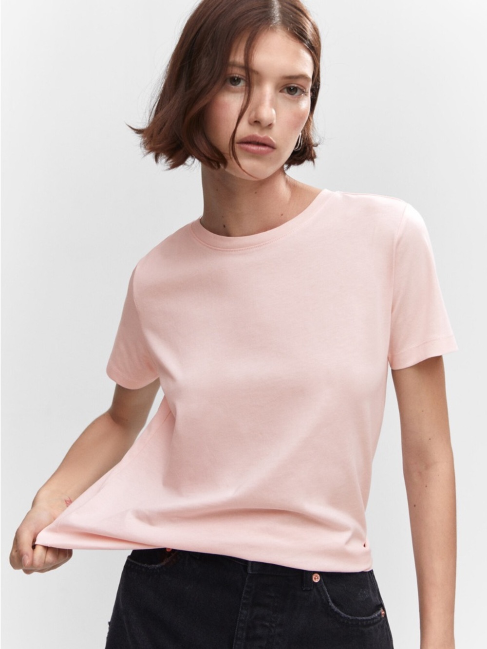 Mango 100% Cotton T-Shirt - Light Pink